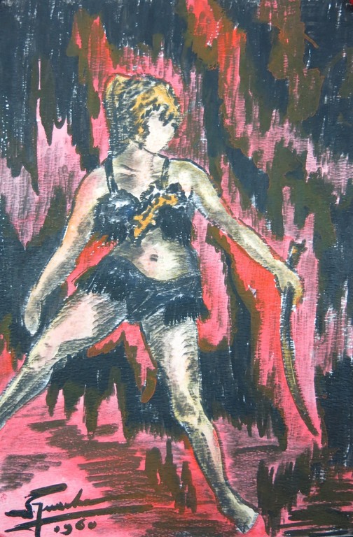Wim Jurcka: Gouache, Danseres verkocht voor € 80!
