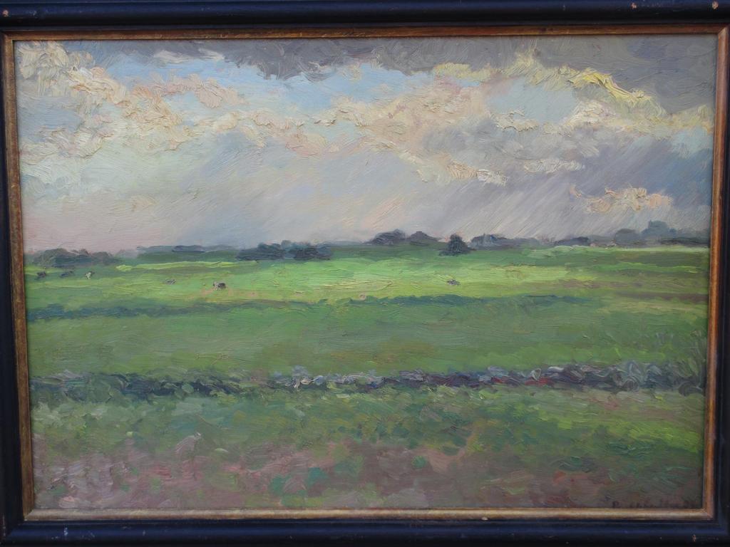 Paul Schultze, Na de regenbui, Olieverf op paneel verkocht voor € 145!