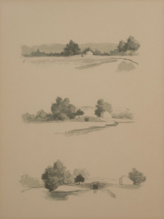 Mart Kempers: Litho, Groen landschap - Ingelijst kopen? Bied vanaf 1!