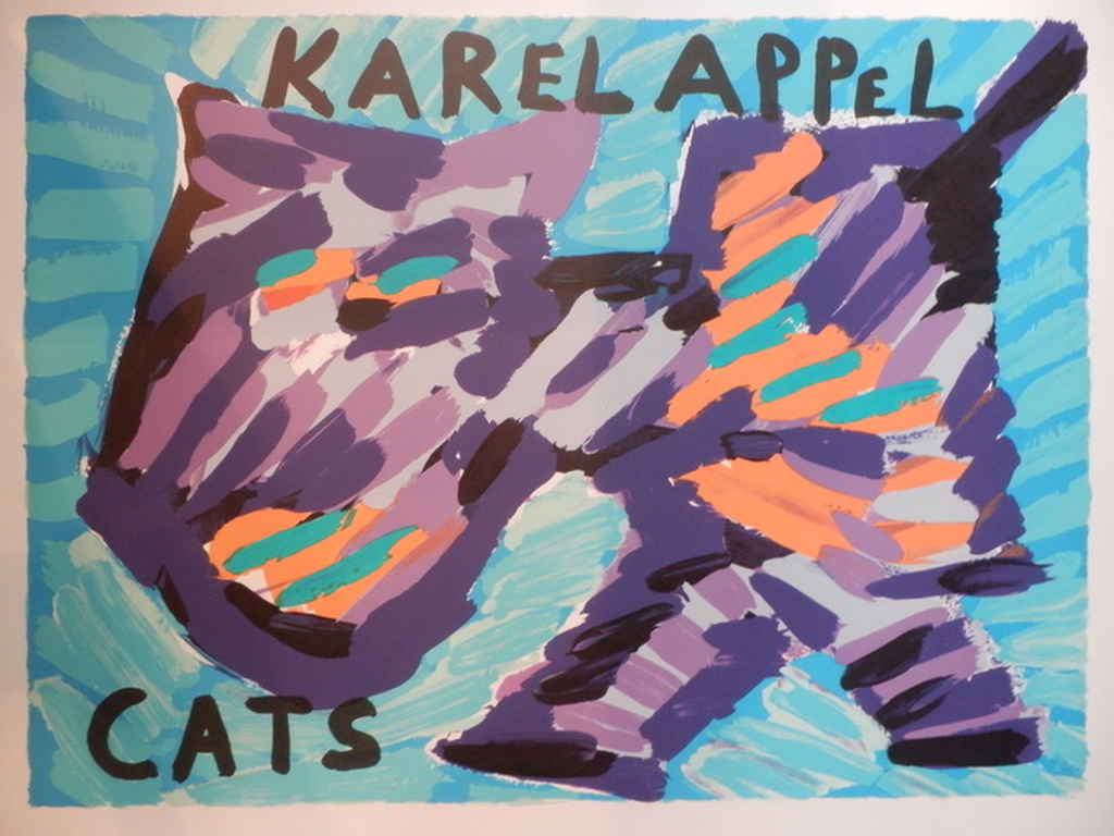 KAREL APPEL   Litho  HAPPY CAT uit  1978  Oplage 500 Exemplaren verkocht voor € 165!