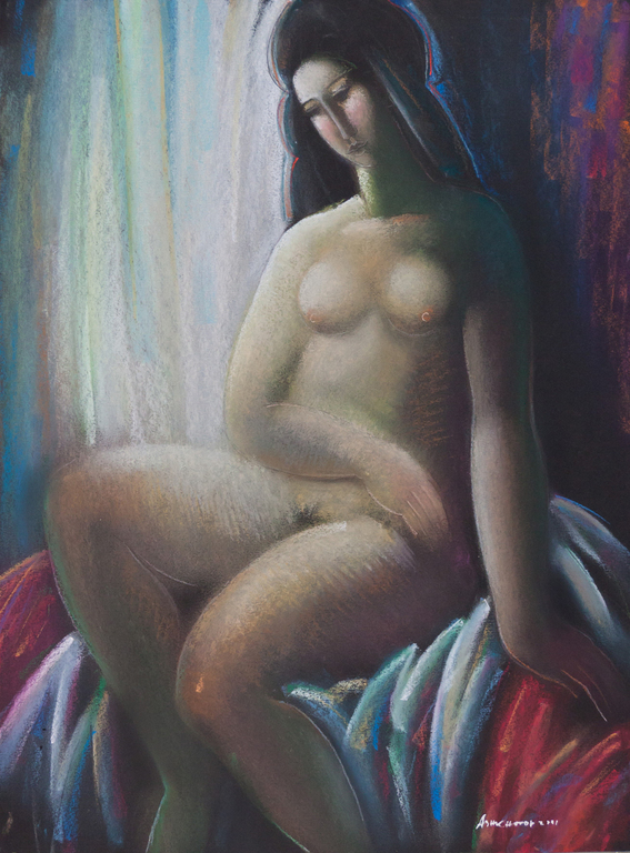 ASHKHOTOV, Originele pastel, Naakt verkocht voor € 70!