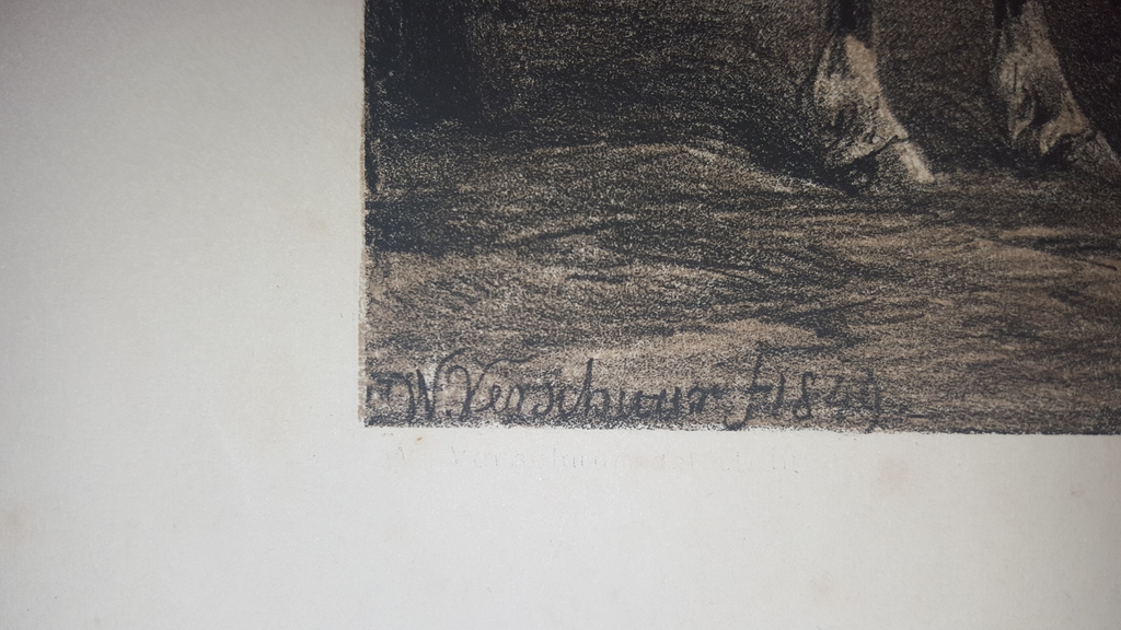 Wouterus Verschuur sr. (1812-1874)-Litho, gesigneerd in de plaat en gedat. 1849 kopen? Bied vanaf 1!