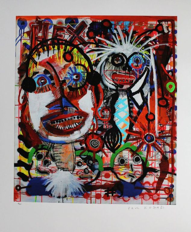 PAUL KOSTABI Gr Giclee IN FROM THE OUTSIDE Handgesigneerd GROOT!!! verkocht voor € 55!