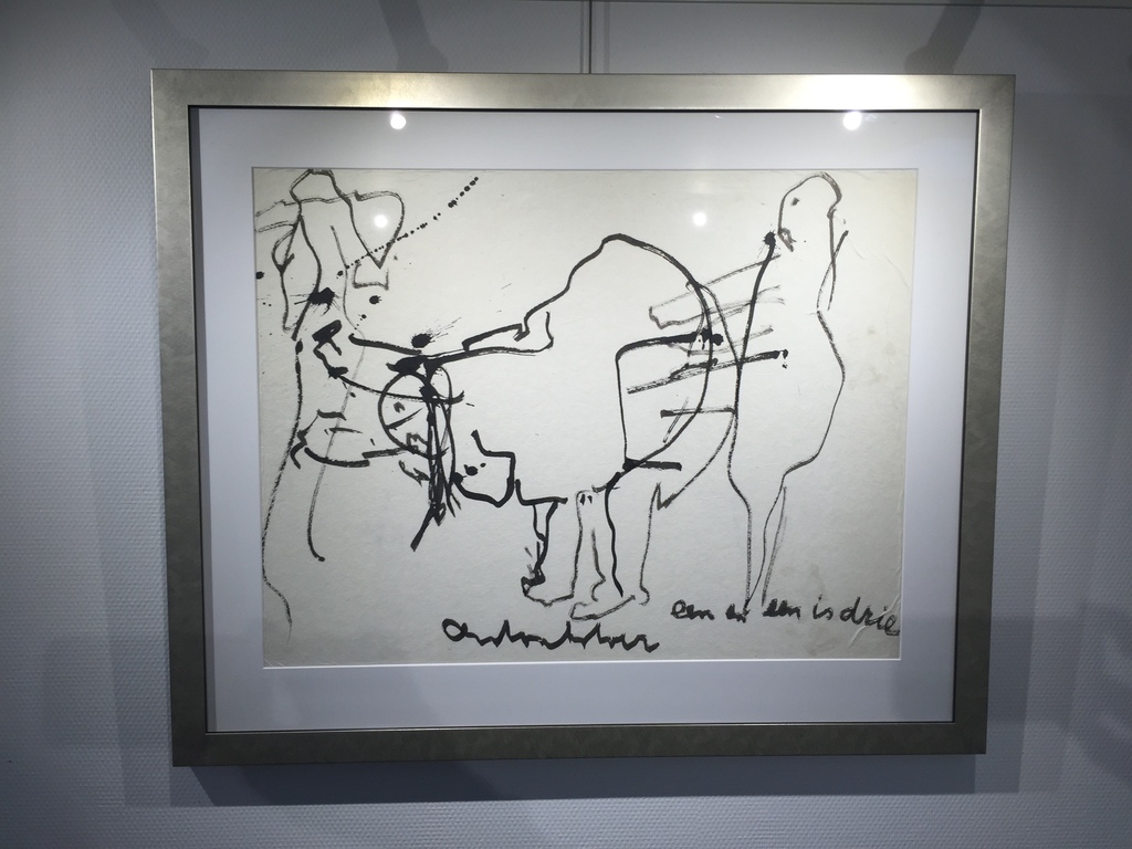 ANTON HEYBOER tekening op dik molen papier Titel: een en een is drie kopen? Bied vanaf 1!