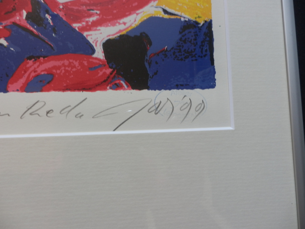 JAS  Kleurenzeefdruk MOKUM RED  Ingelijst kopen? Bied vanaf 65!