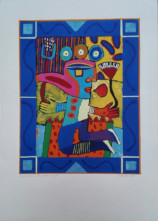 Clemens Briels, zeefdruk op papier, titel: porteador de la ruida kopen? Bied vanaf 40!