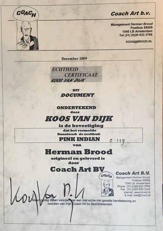 Herman Brood-Pink Indian E.A.-Zeefdruk kopen? Bied vanaf 175!