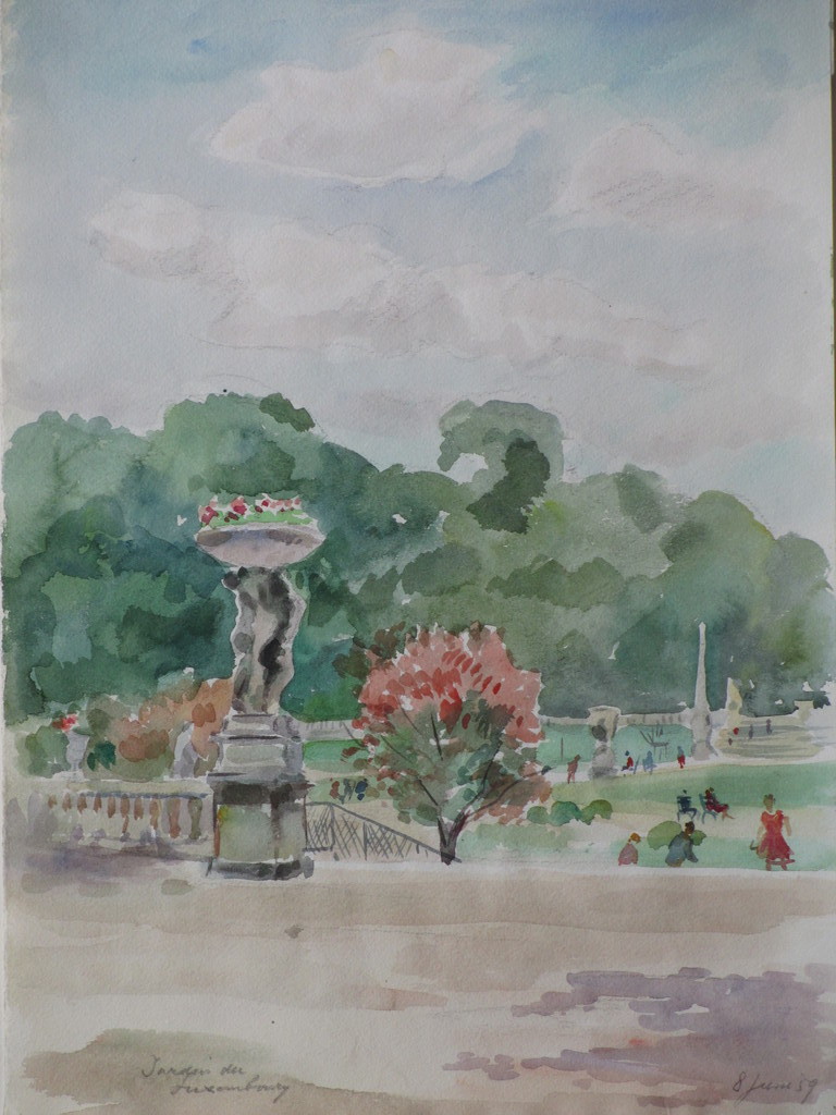 Han Krug, Jardin du Luxembourg, Aquarel 1959 verkocht voor € 45!