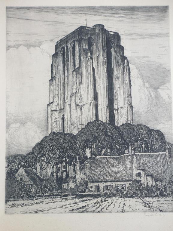 Eugene Lucker, St Lievens Monstertoren Zierikzee, Ets verkocht voor € 50!