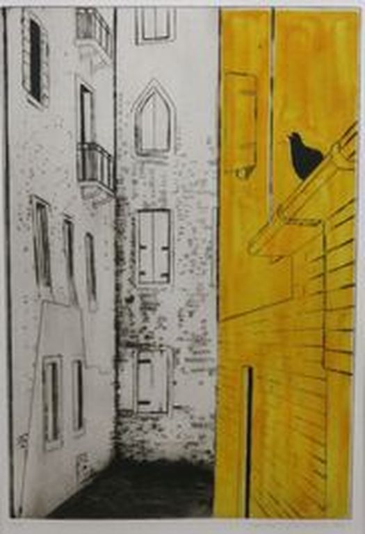 Ets, handgesigneerd : Venezia 9. Mooi ingelijst. verkocht voor € 100!