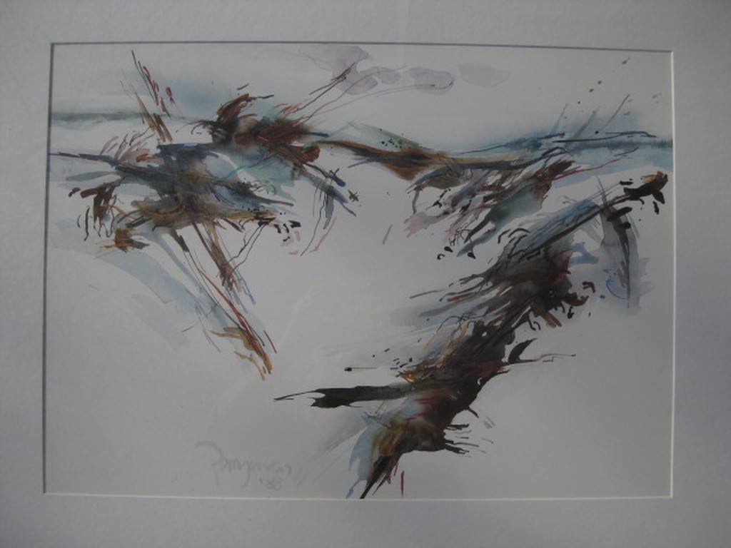 Norman Perryman (1933-) aquarel "Kinetische Compositie" gesigneerd 1988 kopen? Bied vanaf 1!