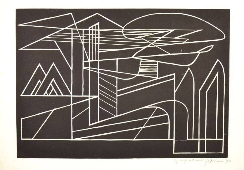 Jan van der Zee: Lino/Houtsnede, Constructivistische Compositie kopen? Bied vanaf 100!