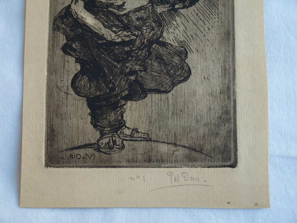Pol Dom (1885-1978) : Ets – Spotprent – Gesigneerd  kopen? Bied vanaf 1!