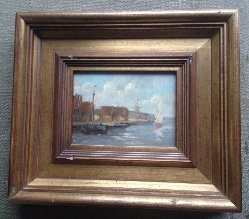 Klassiek olieverfschilderijtje in goudkleurige brede lijst kopen? Bied vanaf 100!