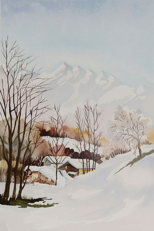 DANIEL LANOUX. Prachtig Winterlandschap. lithografie (75x55cm) Handgesigneerd kopen? Bied vanaf 29!