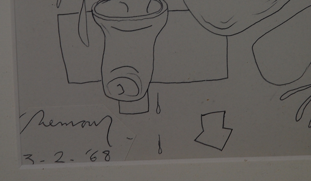 Jacques Chemay: Pentekening Compositie met sigaretgat uit 68 kopen? Bied vanaf 80!