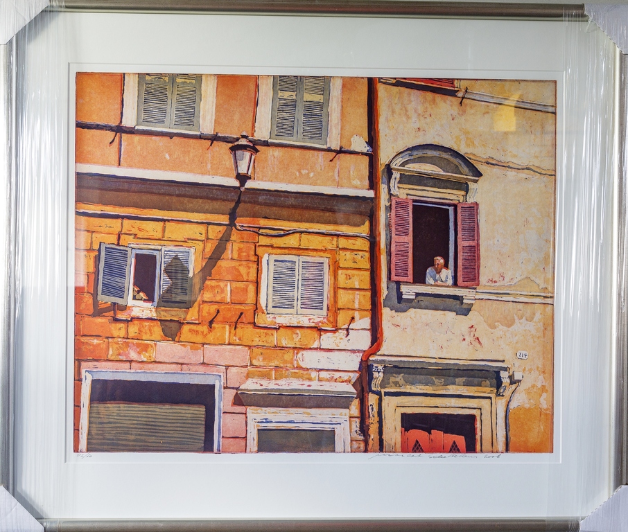 Marcel Schellekens kleuren ets - 2006 - ingelijst groot. kopen? Bied vanaf 150!