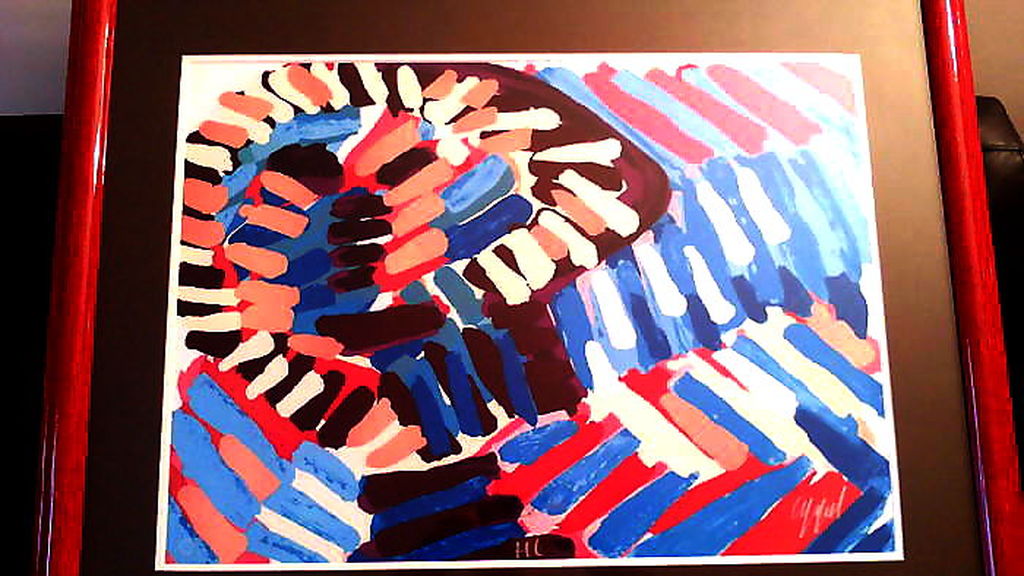 Karel Appel zeefdruk Face in Colourful Rain, Zeldzaam, uit de streepjesserie. kopen? Bied vanaf 250!