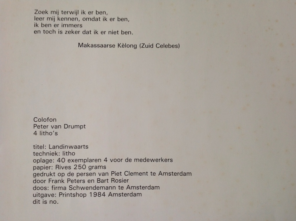 Peter van Drumpt: 4 gesigneerde litho 's : Landinwaarts kopen? Bied vanaf 300!