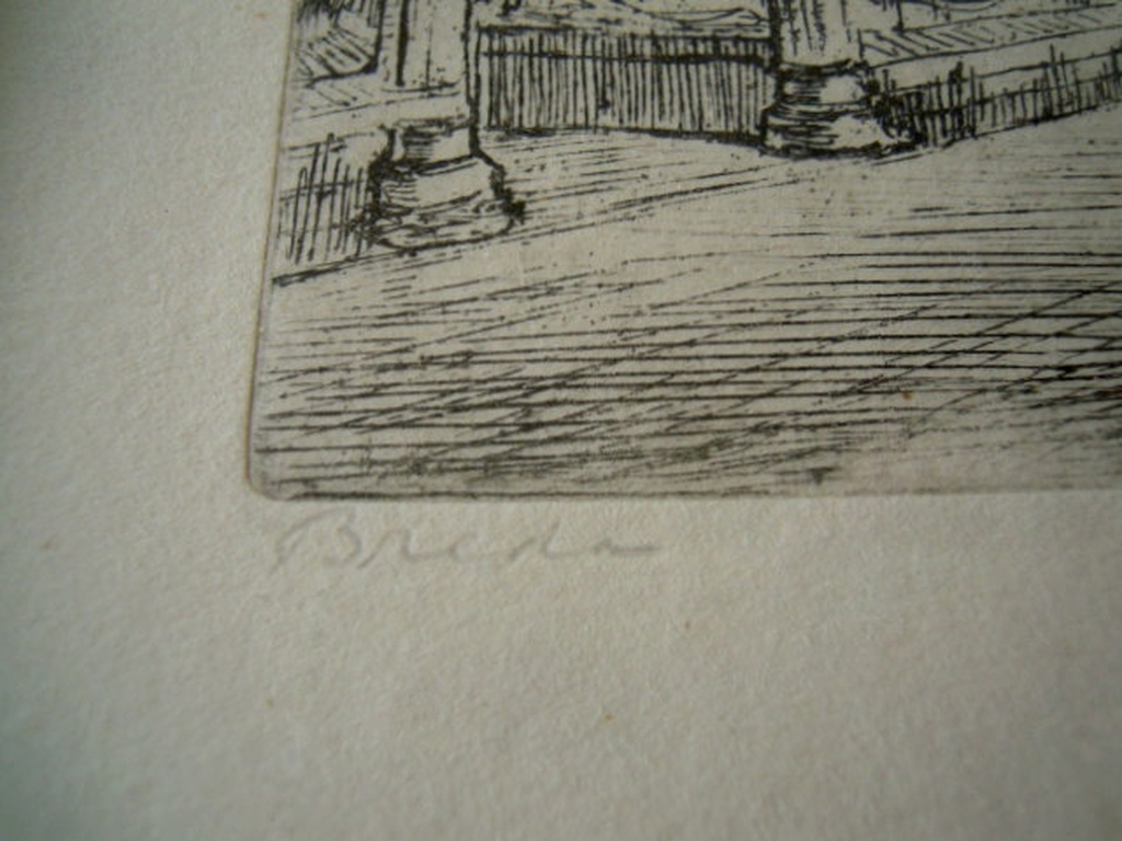 Prachtige ets MARIUS JANSSEN oude centrum Breda 48X 32 cm = gesigneerd. kopen? Bied vanaf 20!