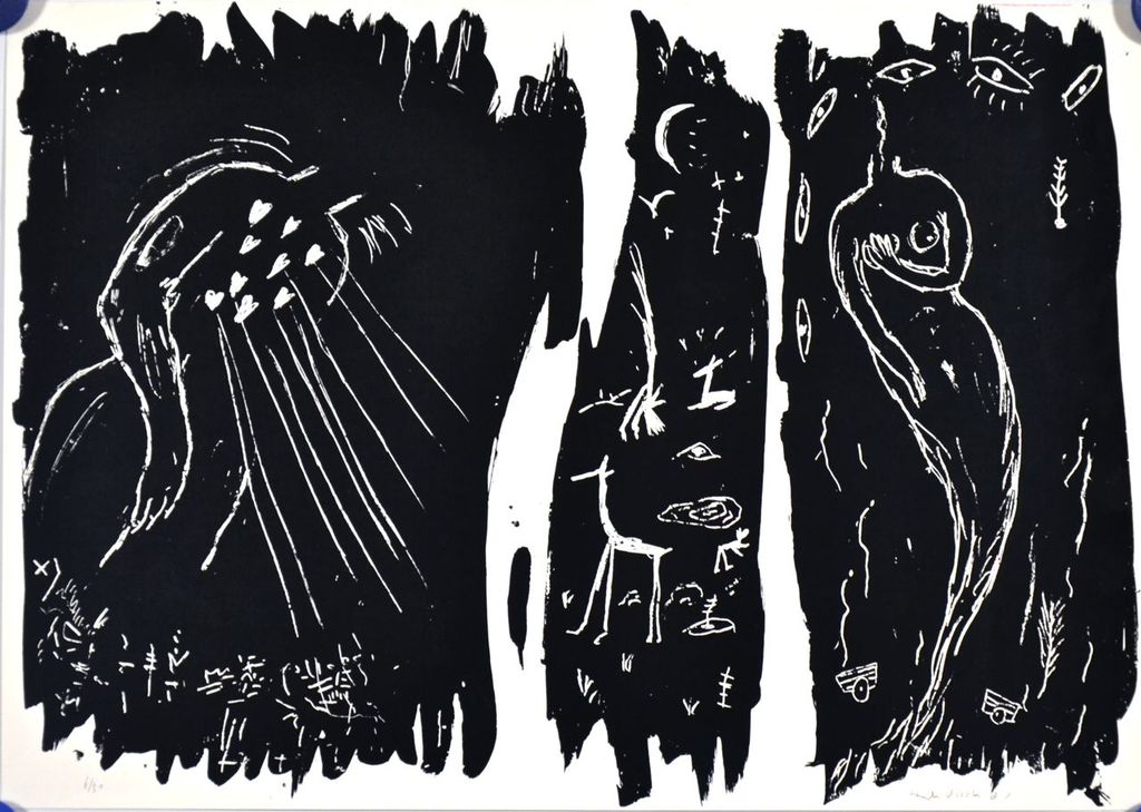 Henk Visch: Zeefdruk. Figuren verkocht voor € 110!