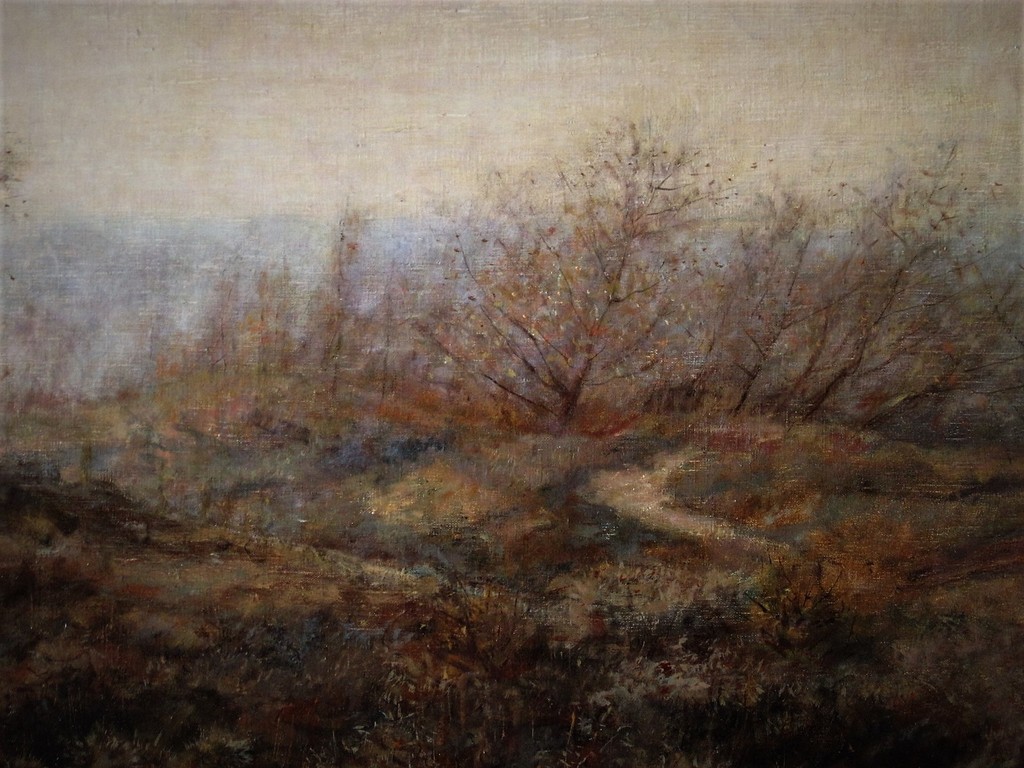 Haarlems impressionist Wim Steijn (1914) olieverf "vroege ochtend Kennemerheide  verkocht voor € 45!