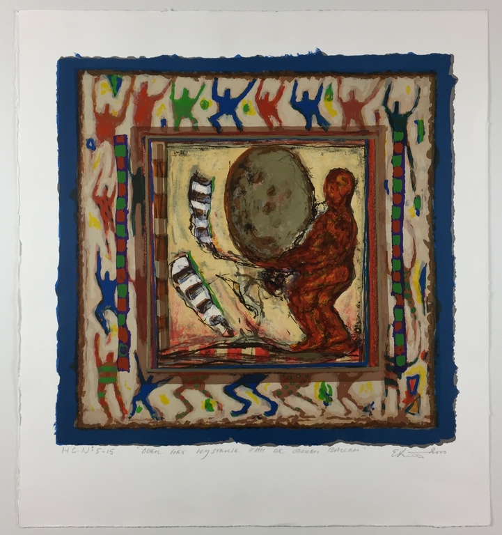 Eric Toebosch, zeefdruk, 2000, 'Over het mysterie van de gouden ballen' kopen? Bied vanaf 89!