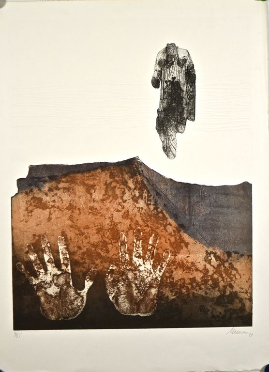 Manuel Menan: Kleurenets met reliefdruk + affiche, 1973 verkocht voor € 50!