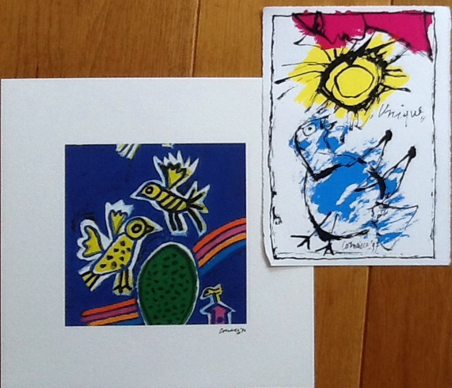 2 leuke litho's van Corneille, gesigneerd verkocht voor € 36!