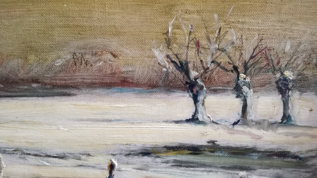 Onbekend kunstenaar, Olieverf op paneel, Winterlandschap kopen? Bied vanaf 1!