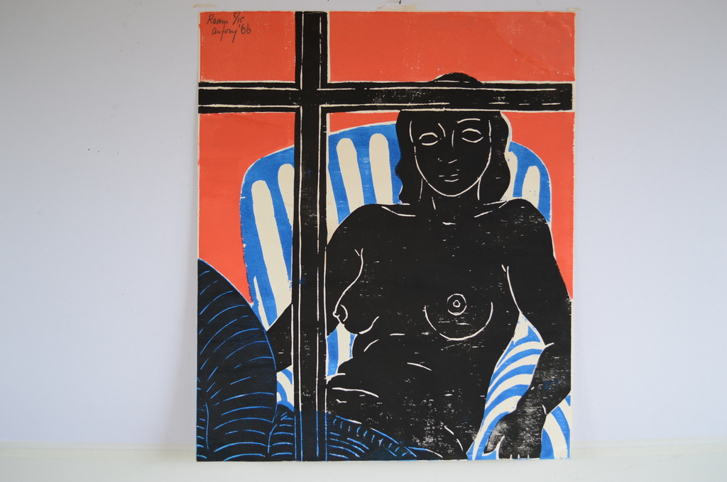 Antony Frans de Baat ( 1945-   houtsnede 60 x 50 - Raam I - 1966  verkocht voor € 70!