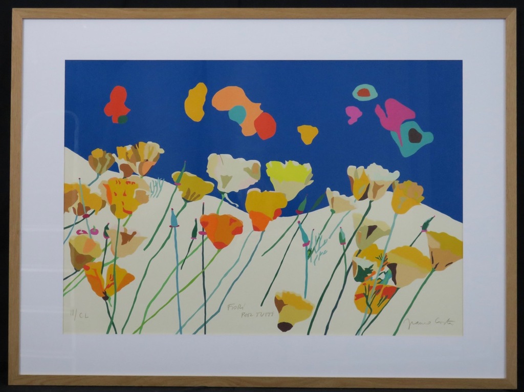 Franco Costa: Litho, Fiori per tutti - Ingelijst (Groot) verkocht voor € 85!