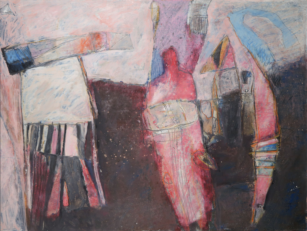 Louis Derijks - Louis Derijks: Gouache, Roze figuur - Ingelijst kopen? Bied vanaf 40!