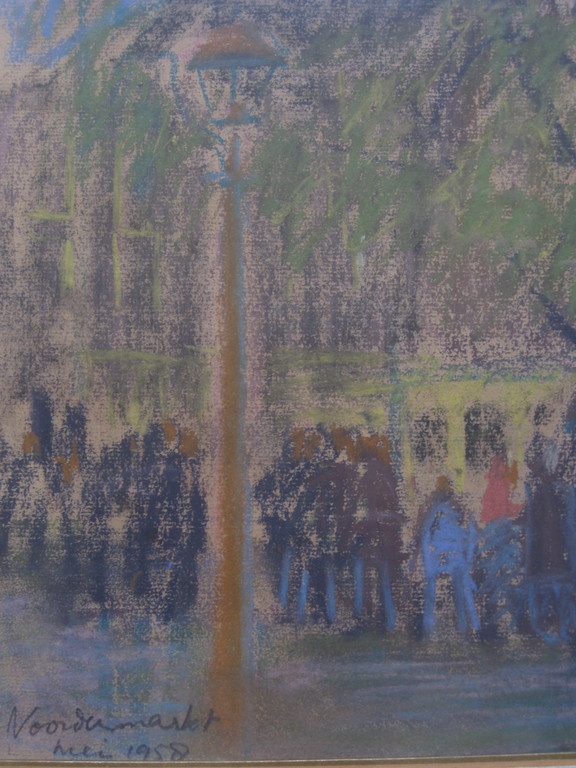 gesign. L.Spronkers  pasteltekening "Amsterdam Noordermarkt 1958" kopen? Bied vanaf 1!