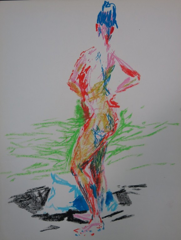 Juul Neumann: Twee krijttekeningen, Staande vrouw en Hurkende vrouw kopen? Bied vanaf 1!