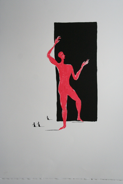 Karakteristieke zeefdruk van de beeldhouwer Henk Visch 72/100 in prima staat! verkocht voor € 95!