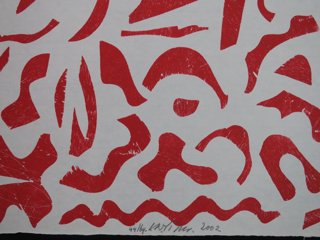Carel Visser: Houtdruk op Japans papier, Rood kopen? Bied vanaf 80!
