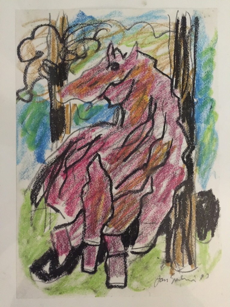 JAN SIERHUIS, originele krijt/wasco tekening. verkocht voor € 240!