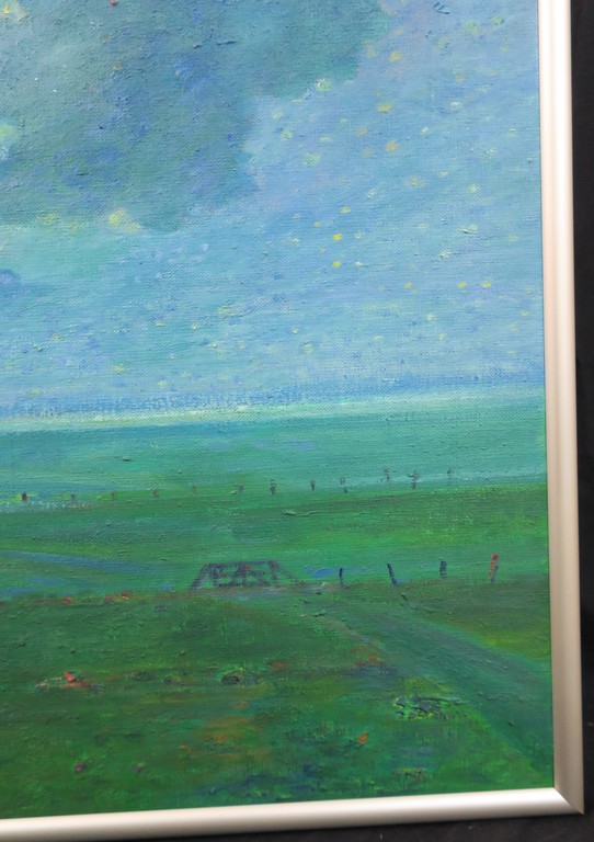 Dirk Breed: Olieverf op doek, Weiland - Ingelijst kopen? Bied vanaf 1000!