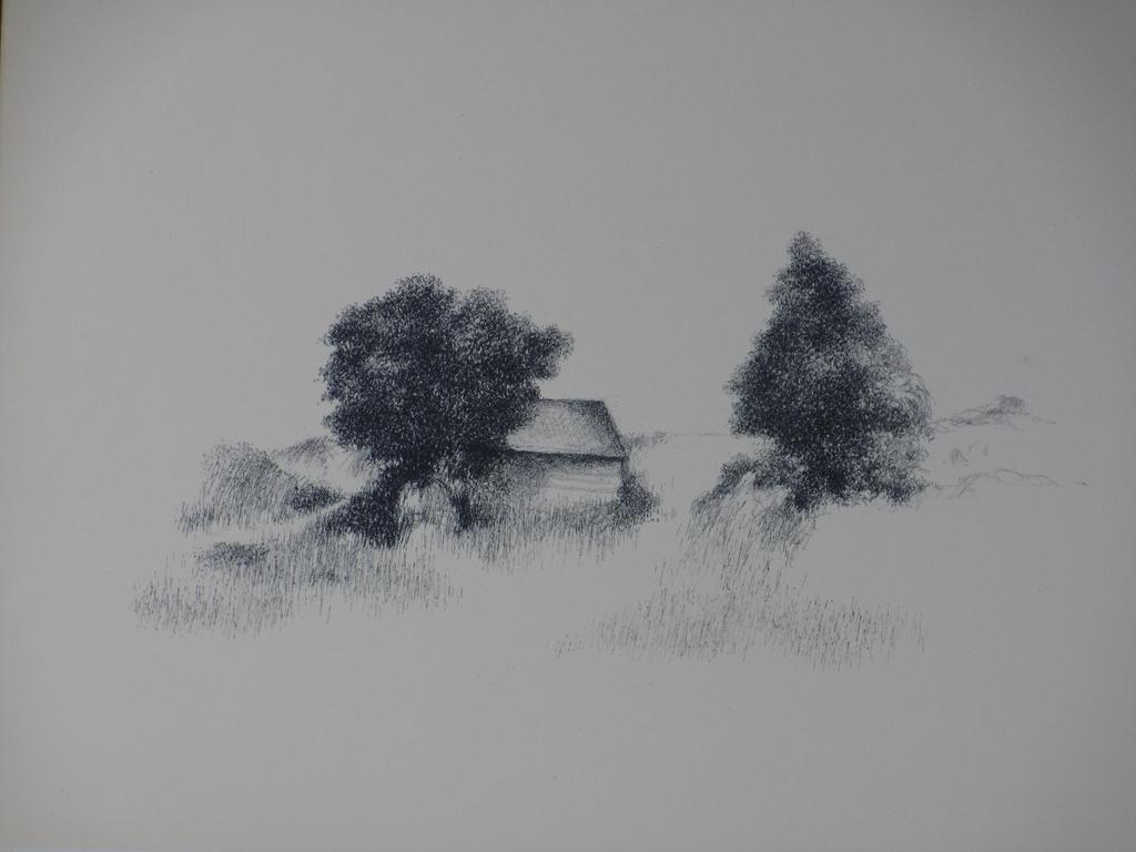 Metten Koornstra, Surrealistisch landschap, Litho verkocht voor € 35!