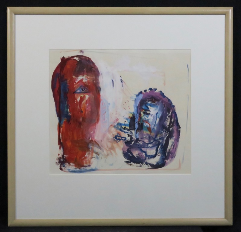 Pieter Defesche: Gemengde techniek op papier, Moeilijke confrontatie - Ingelijst verkocht voor € 200!