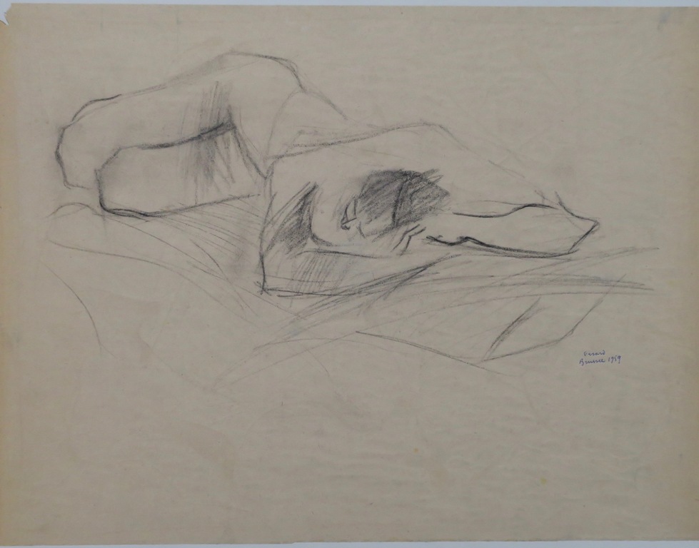 Gerard Brusse: Houtskool tekening, Liggend naakt kopen? Bied vanaf 1!