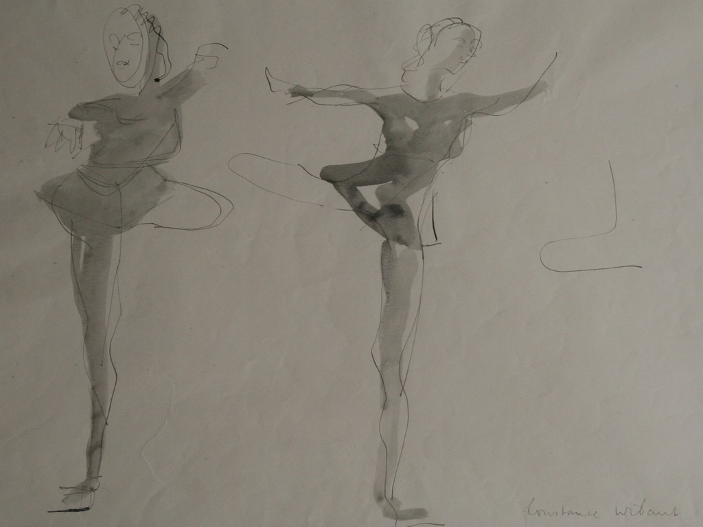Constance Wibaut - Inkt en Aquarel - Danseres - gesigneerd verkocht voor € 35!