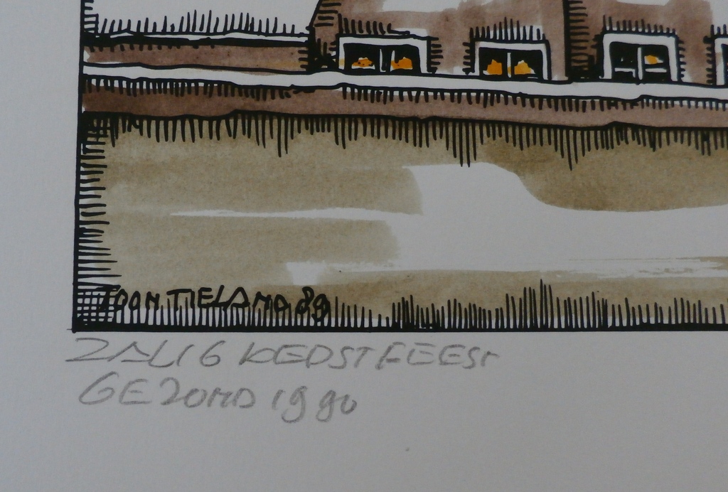 Toon Tieland - Handingekleurde Litho - Zalig kerstfeest Gezond 1990 - 1989 kopen? Bied vanaf 75!