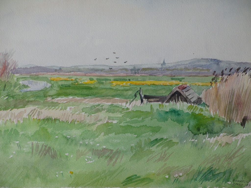 Han Krug, Duingezicht Renesse, Aquarel 1940 verkocht voor € 40!