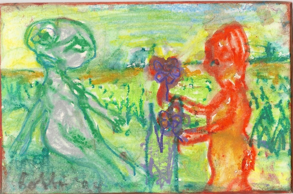 Lotti van de Gaag pasteltekening Offrande dans le pré kopen? Bied vanaf 250!