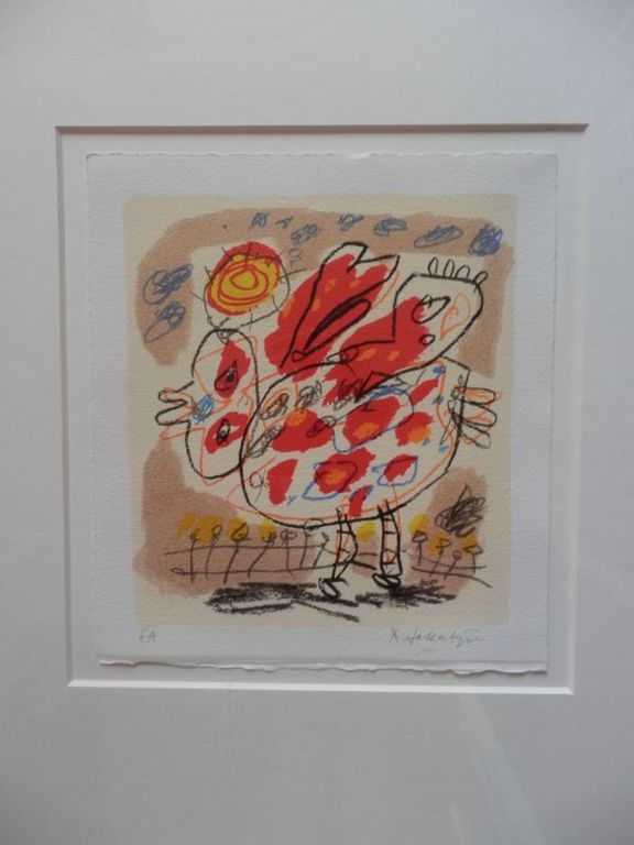KEES SALENTIJN  Kleurenlitho  KIPPETJE INGELIJST  Handgesigneerd kopen? Bied vanaf 75!