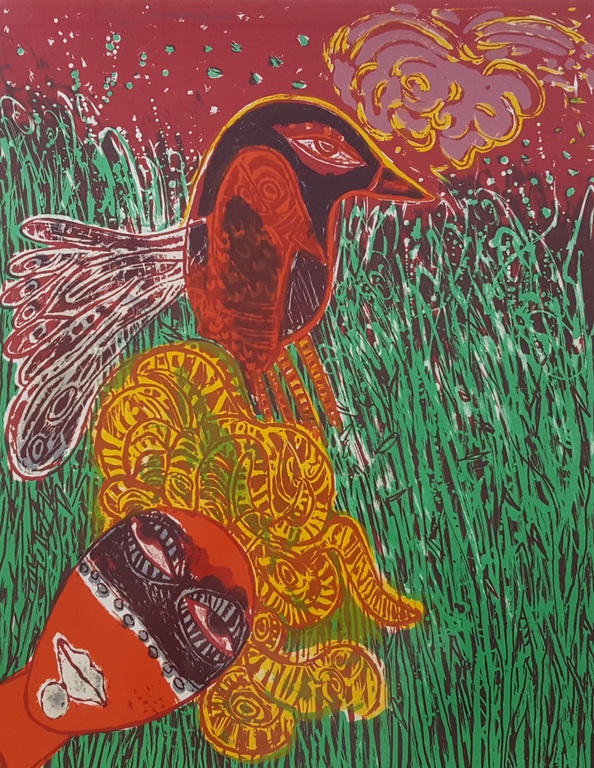 Corneille uit 1977 - zeefdruk 44/125, handgesigneerd en '77 (ingelijst) verkocht voor € 275!