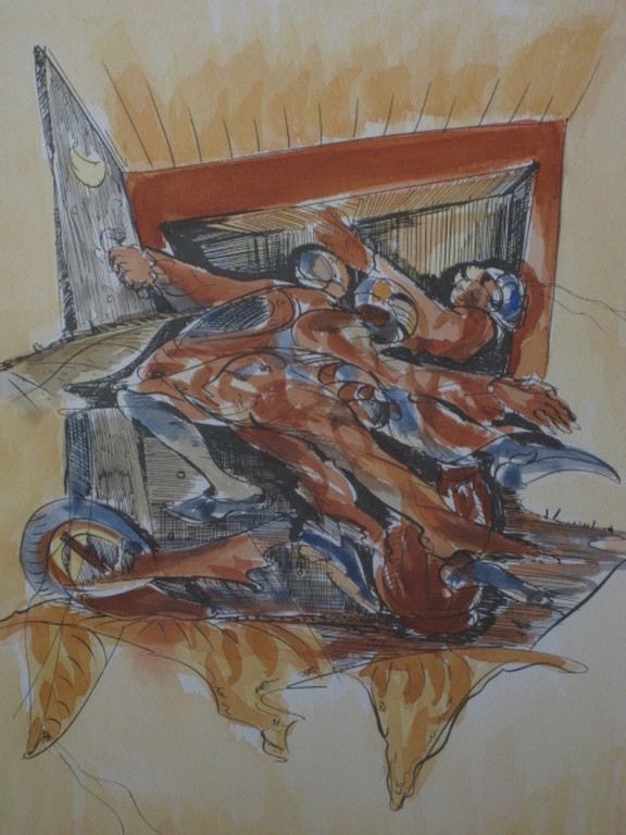 Q.J.Telting 1931-2003 aquarel "drumdance" gesigneerd 1976 kopen? Bied vanaf 1!