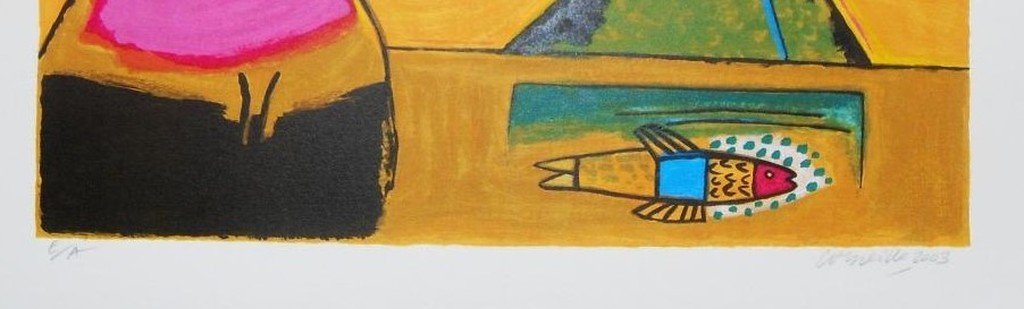 Corneille : vrouw, vogel en vis (grote lithografie 60 cm x 82 cm ) kopen? Bied vanaf 1!